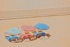 JGS193 - Row of Umbrellas on Beach - 18x12