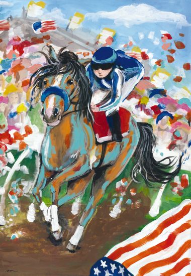 Jessica Mingo JM141 - Derby Day Derby, Kentucky Derby, Jockey, Horse, Abstract from Penny Lane