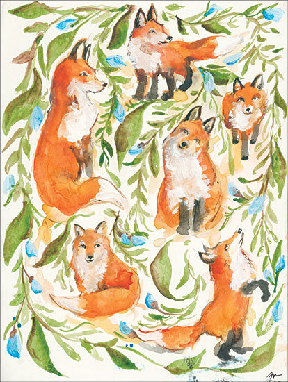 Jessica Mingo JM204 - Fox Trot - 12x16 Foxes, Abstract, Greenery from Penny Lane