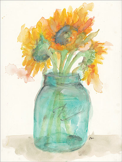 Jessica Mingo JM205 - Sunflower Light - 12x16 Sunflower, Flowers, Ball Jar, Glass Jar from Penny Lane