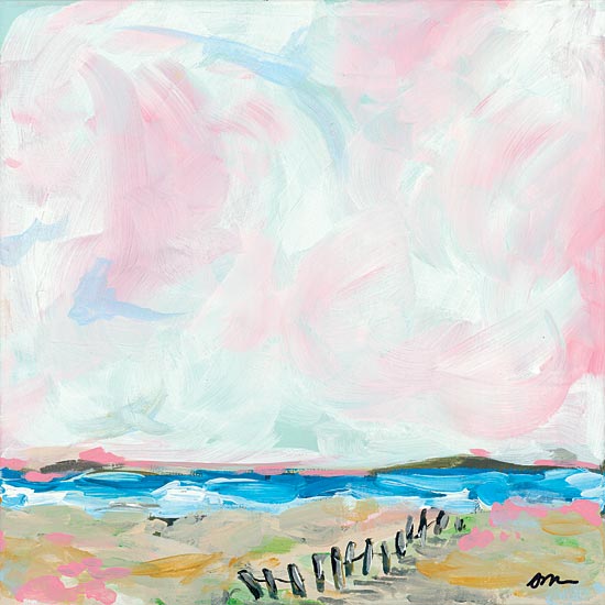 Jessica Mingo JM252 - JM252 - Beach Days II - 12x12 Abstract, Beach, Coast, Ocean, Landscape, Fence from Penny Lane