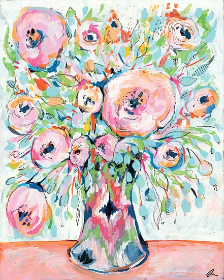 Jessica Mingo JM254 - JM254 - Ikat Spring - 12x16 Flowers, Abstract, Vase, Contemporary from Penny Lane