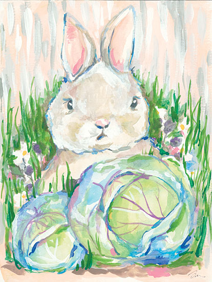 Jessica Mingo JM258 - JM258 - Bunny in the Cabbage Patch      - 12x16 Bunny, Cabbage Patch, Abstract, Rabbit from Penny Lane