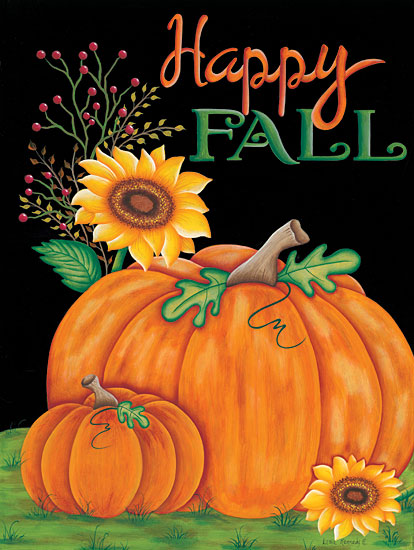 Lisa Kennedy KEN1025 - Happy Fall - 12x16 Fall, Harvest, Autumn, Pumpkins, Leaves, Chalkboard, Sunflowers from Penny Lane