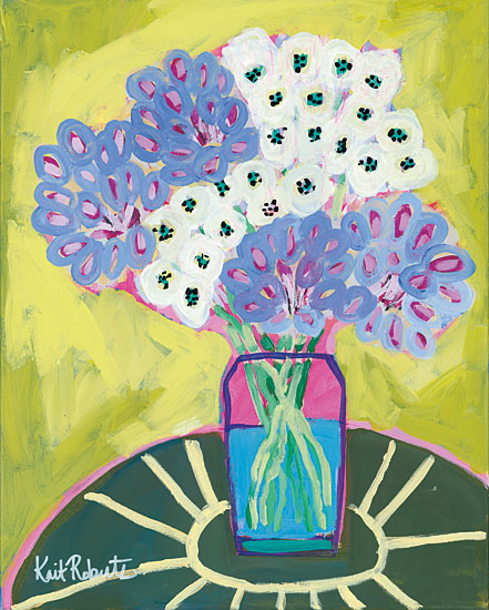 Kait Roberts KR152 - Cecily's Table - 12x16 Flowers, Vase, Table, Purple and White, Contemporary from Penny Lane