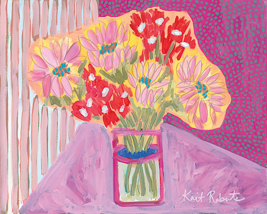 Kait Roberts KR153 - Flowers for Vivian Abstract, Flowers, Vase, Pink, Red, Purple from Penny Lane