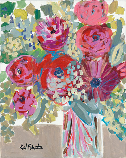 Kait Roberts KR155 - Blooming in the Window Sill Abstract, Vase, Flowers, Pink, Red from Penny Lane