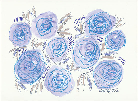 Kait Roberts KR334 - Stay Off My Blue Suede Shoes - 16x12 Blue Flowers, Flowers, Abstract from Penny Lane