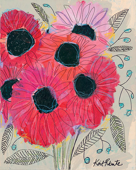 Kait Roberts KR360 - Electric Sunflowers - 12x16 Abstract, Red Sunflowers, Flowers from Penny Lane