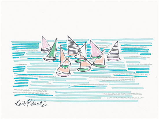 Kait Roberts KR435 - KR435 - Noon at Sea - 16x12 Abstract, Sailboats, Coastal, Nautical, Contemporary from Penny Lane