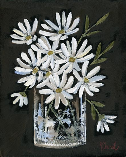 Kate Sherrill KS132 - KS132 - Daisies on Black - 12x16 Daisies, Flowers, Chalkboard, Glass Jar, Bouquet from Penny Lane