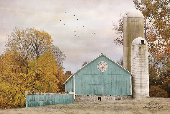 Lori Deiter LD1149 - Teal Barn and Silo - Barn, Silo, Farm, Trees, Harvest from Penny Lane Publishing