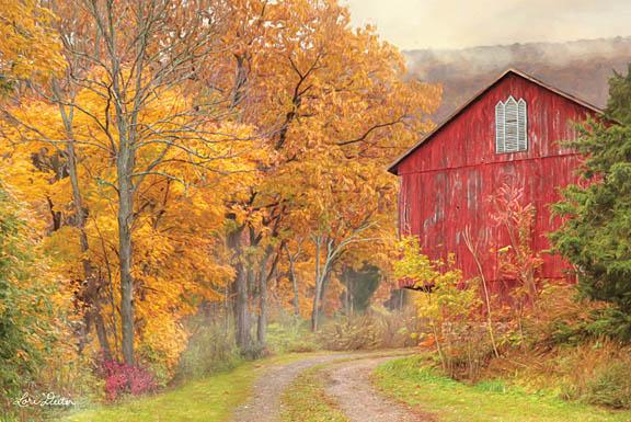 Lori Deiter LD1181 - Hidden Barn - Barn, Autumn, Driveway, Trees from Penny Lane Publishing