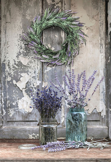 Lori Deiter LD1249 - Cutting Lavender  - Lavender, Wreath, Jar, Antiques, Still Life from Penny Lane Publishing