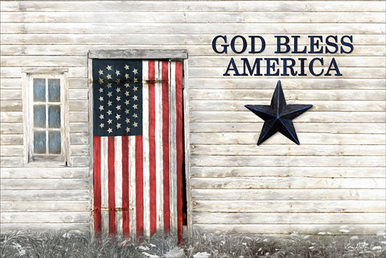 Lori Deiter LD1283 - God Bless American Flag God Bless America, American Flag, White Building, Barn Star from Penny Lane