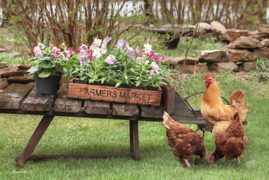 Lori Deiter LD1416 - Farmer's Flower Cart Farmer's Market, Chickens, Roosters, Cart, Flowers from Penny Lane