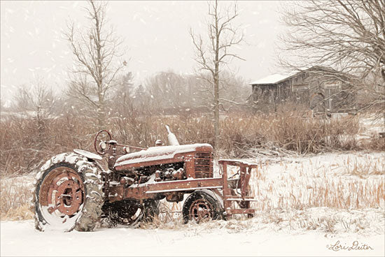 Lori Deiter LD1693 - Snow Covered - 18x12 Tractor, Field, Farm, Barn, Snow, Winter, Photography from Penny Lane