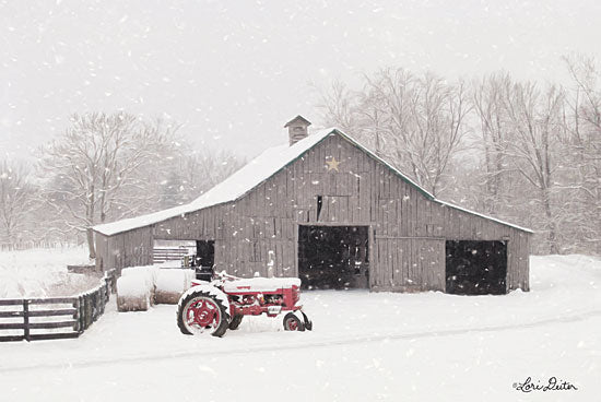 Lori Deiter LD1695 - Tractor for Sale - 18x12 Tractor, Field, Farm, Barn, Snow, Winter, Photography from Penny Lane