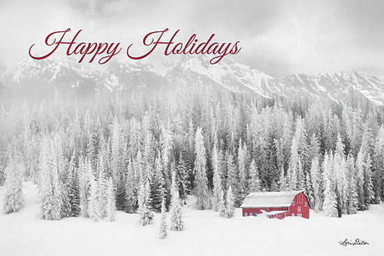 Lori Deiter LD1837 - LD1837 - Rocky Mountains Snow Storm with Barn  - 18x12 Signs, Typography, Photography, Happy Holidays, Barn, Trees, Mountains, from Penny Lane