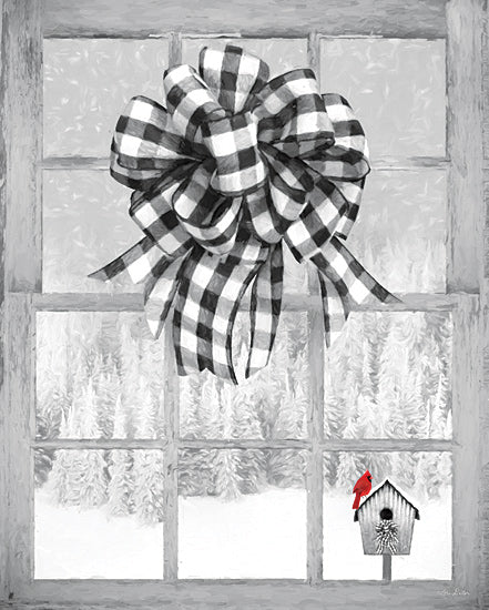 Lori Deiter LD1864 - LD1864 - Christmas Birdhouse with Bow - 12x16 Christmas, Cardinal, Window, Bow, Birdhouse, Trees from Penny Lane