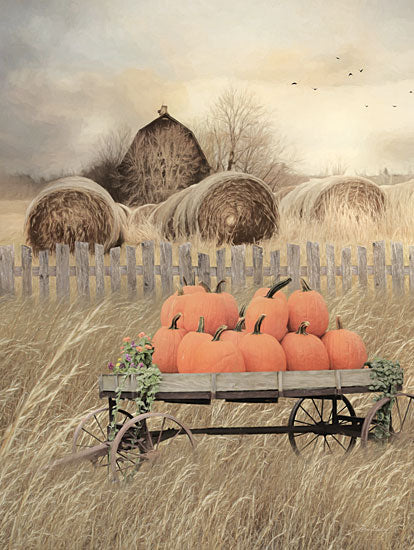 Lori Deiter LD1886 - LD1886 - Pumpkin Harvest - 12x16 Barn, Pumpkins, Pumpkin Wagon, Hay Bales, Country from Penny Lane