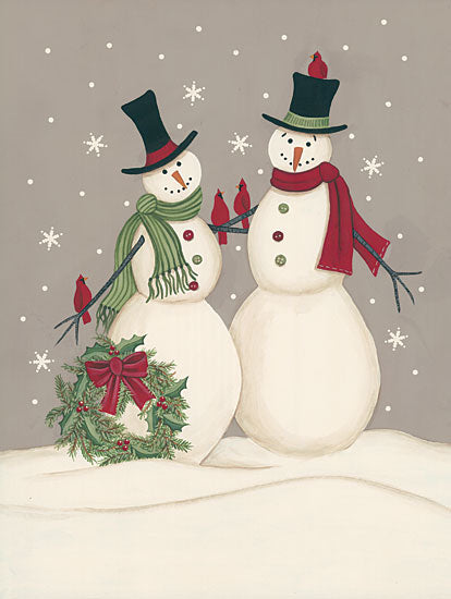 Linda Spivey LS1685 - Wreath & Cardinal Snowmen - Snowmen, Snow, Wreath, Holidays, Winter from Penny Lane Publishing