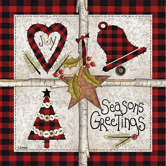 Linda Spivey LS1690 - Four Square Seasons Greetings Seasons Greetings, Buffalo Plaid, Rusty, Christmas Trees, Heart from Penny Lane