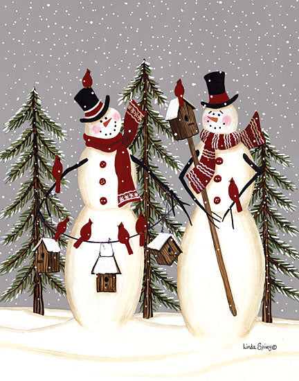 Linda Spivey LS1696 - Snowy Day Snowmen Snowmen, Birdhouses, Cardinals, Pine Trees, Snow from Penny Lane