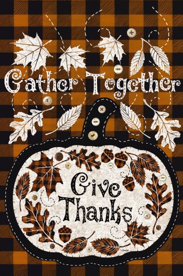 Linda Spivey LS1739 - Give Thanks - 12x18 Gather Together, Give Thanks, Pumpkin, Buttons, Rustic, Stitchery, Leaves from Penny Lane