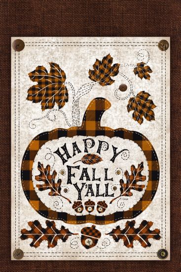 Linda Spivey LS1740 - Happy Fall Y'all - 12x18 Happy Fall, Y'all, Pumpkin, Buttons, Rustic, Stitchery, Leaves from Penny Lane