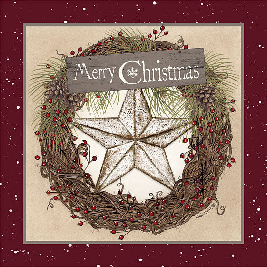 Linda Spivey LS1742 - Christmas Barn Star Wreath - 12x12 Holiday, Wreath, Berries, Merry Christmas, Barn Star from Penny Lane