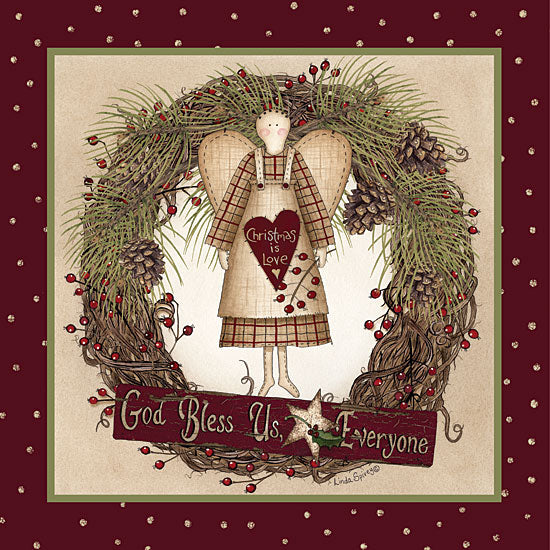 Linda Spivey LS1745 - Folk Angel Christmas Wreath - 12x12 Holiday, Wreath, Pinecones, Berries, Doll, Angel, Americana from Penny Lane