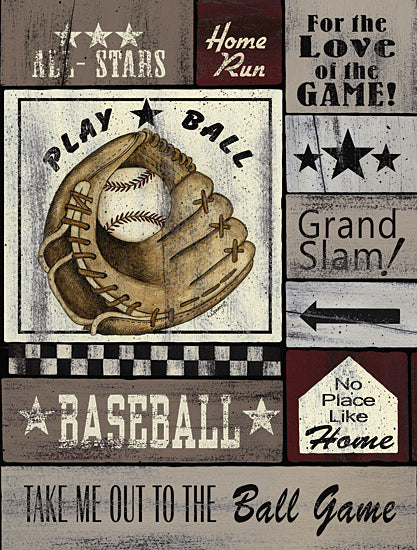 Linda Spivey LS1771 - LS1771 - Baseball All Stars - 12x16 Baseball, Sports, Vintage, Baseball Icons, Baseball Glove from Penny Lane