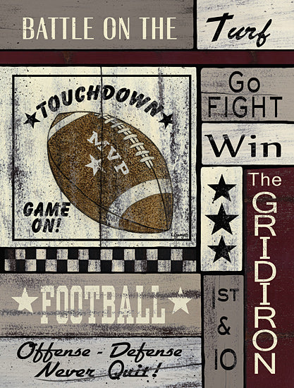 Linda Spivey LS1773 - LS1773 - Football Game On - 12x16 Football, Sports, Vintage, Football Icons from Penny Lane