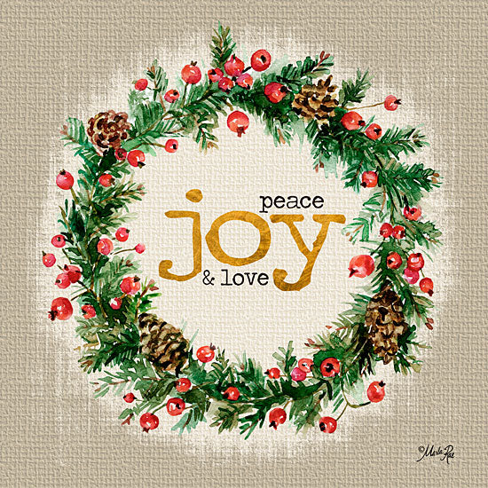 Marla Rae MA2170 - Peace, Joy, & Love - Holidays, Signs, Joy, Wreath, Berries from Penny Lane Publishing