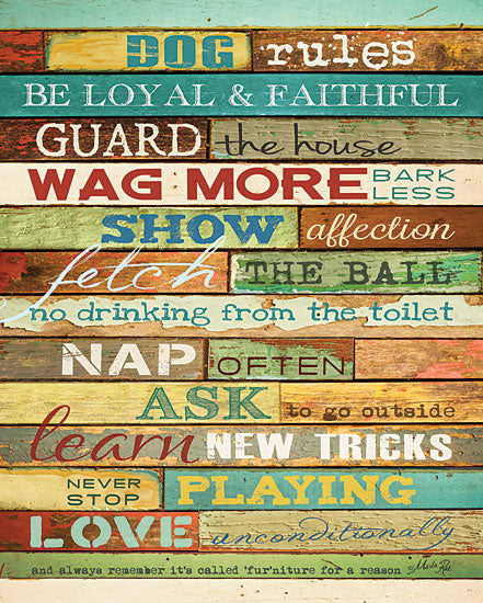 Marla Rae MA968A - Dog Rules  - Dog, Rules, Typography from Penny Lane Publishing