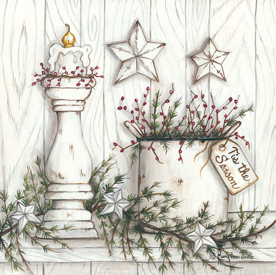Mary Ann June MARY516 - Tis the Season Holidays, Candles, Berries, Pine Sprigs, Barn Stars, Tis the Season from Penny Lane