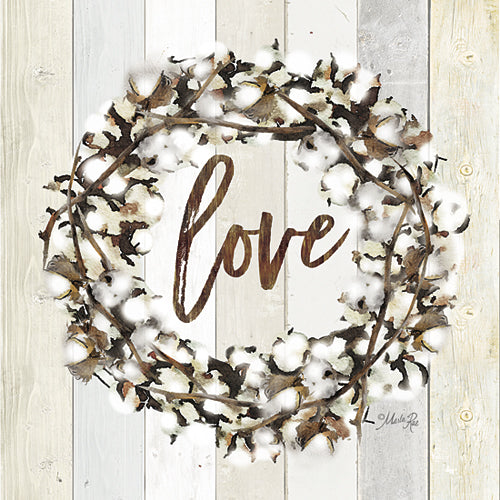 Marla Rae MAZ5003 - Love Cotton Wreath - Inspirational, Wood Planks, Cotton, Love from Penny Lane Publishing
