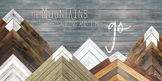 Marla Rae MAZ5168 - The Mountains are Calling and I Must Go - Mountains, Wood Inlay, Neutral from Penny Lane Publishing