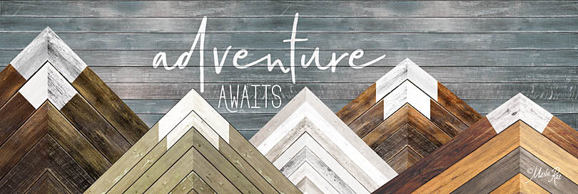 Marla Rae MAZ5170 - Adventure Awaits - Mountains, Wood Inlay, Neutral, Adventure from Penny Lane Publishing