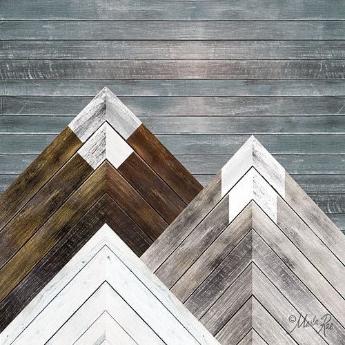 Marla Rae MAZ5175 - Wood Inlay Mountains I - Wood Inlay, Snow-caped Mountains from Penny Lane Publishing