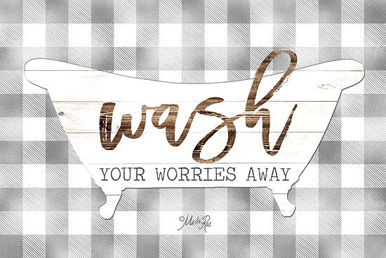 Marla Rae MAZ5182GP - Wash Your Worries Away - Bath, Wash, Bathtub, Plaid from Penny Lane Publishing