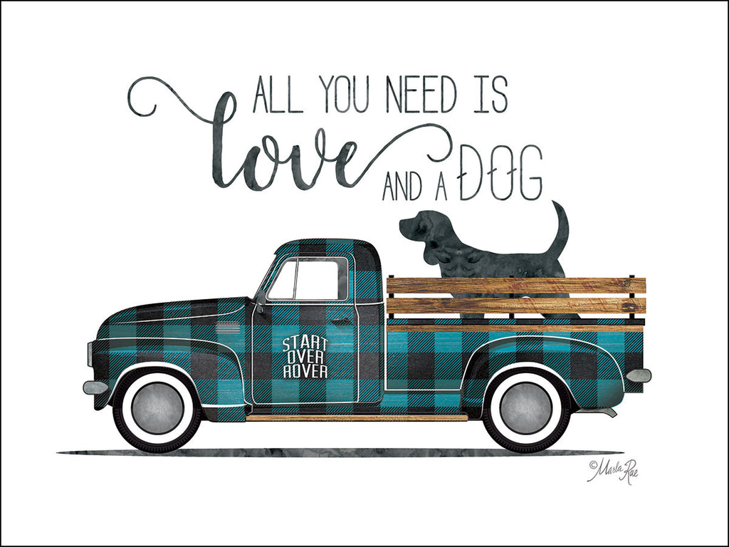 Marla Rae MAZ5191 - Love and a Dog Vintage Truck - Love, Dog, Plaid, Truck, Signs from Penny Lane Publishing