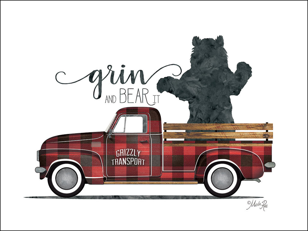 Marla Rae MAZ5192 - Grin and Bear It Vintage Truck - Bear, Truck, Plaid, Humor from Penny Lane Publishing