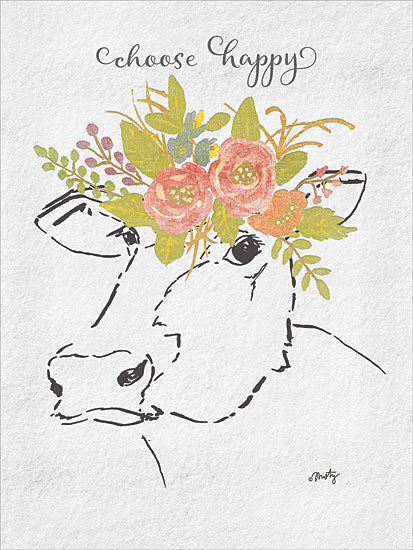 Misty Michelle MMD289 - Choose Happy Cow - Cow, Flowers, Happy from Penny Lane Publishing