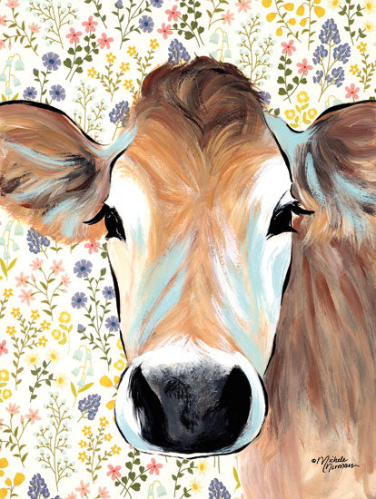 Michele Norman MN143 - Bluebell Cow - 12x16 Cow, Flowers, Botanical, Portrait, Selfie from Penny Lane