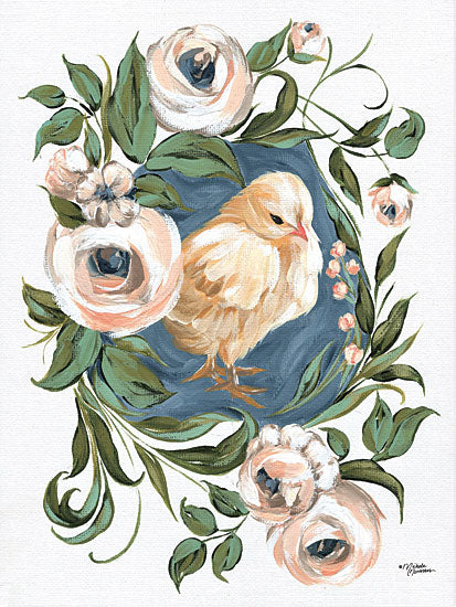 Michele Norman MN162 - Vintage Frame Chick - 12x16 Chick, Chicken, Farm Animal, Flowers, Wreath, Vintage from Penny Lane