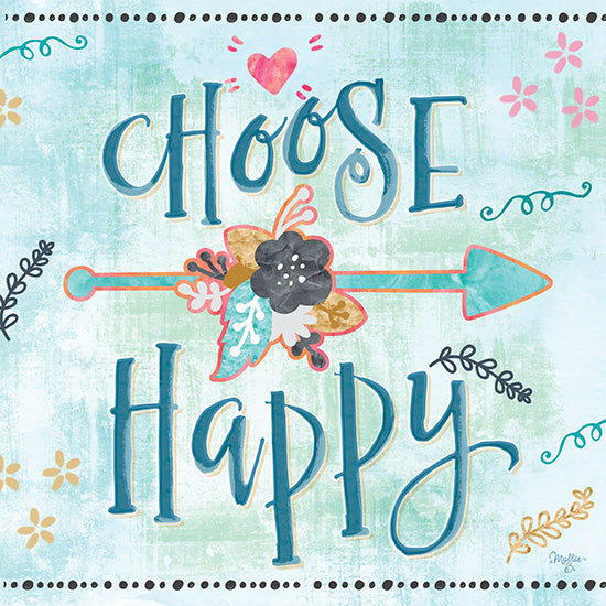 Mollie B. MOL1918 - Choose Happy - 12x12 Choose Happy, Arrow, Greenery, Flowers from Penny Lane