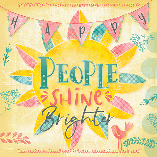 Mollie B. MOL1924 - Happy People Shine Brightly - 12x12 Happy People, Sun, Sunshine, Banner, Bird, Happy from Penny Lane