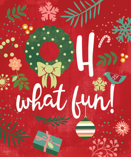 Mollie B. MOL2021 - MOL2021 - Oh What Fun! - 12x16 Signs, Christmas, Jingle Bells, Bird, Presents, Candy Cane from Penny Lane